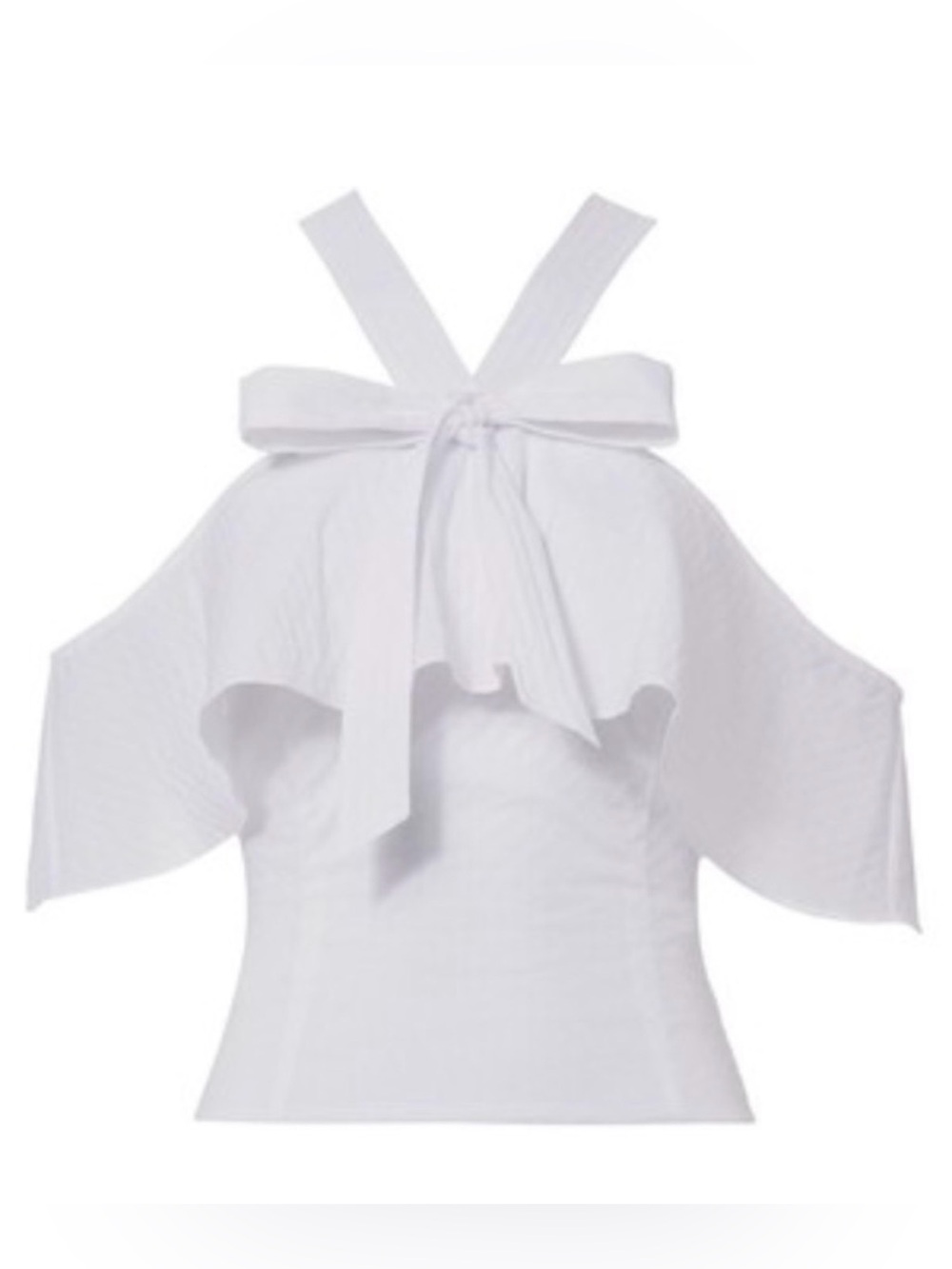 INTERMIX White Off The Shoulder Ruffle Halter Top LARGE